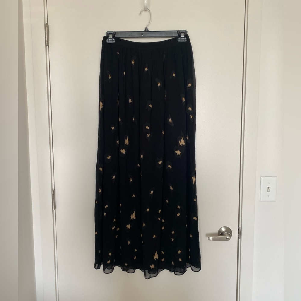 Caballero Black Sheer with Lining Maxi A-Line Skirt - Size Medium